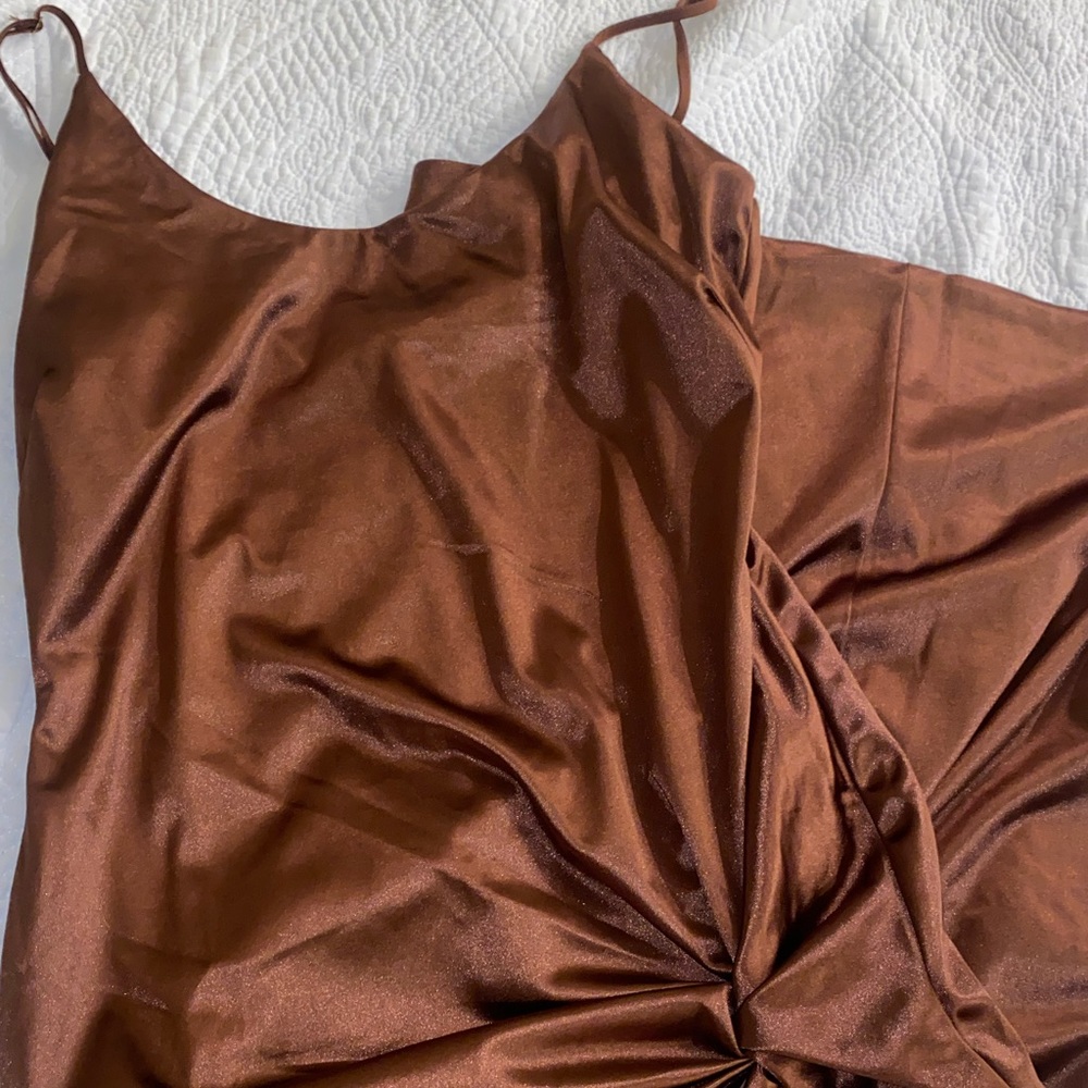 JLUXLABEL Brown Satin dress!